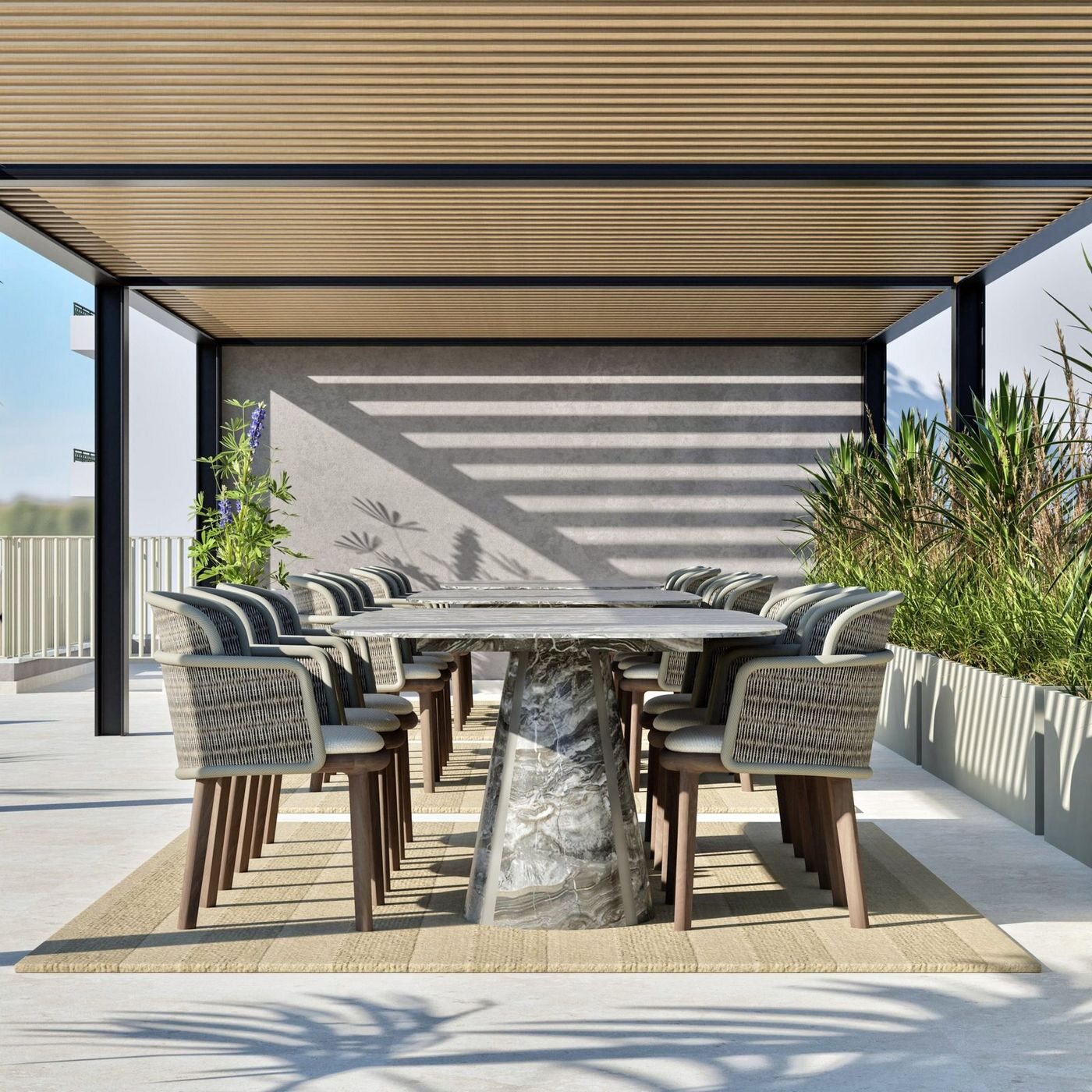 Pergola and dining area