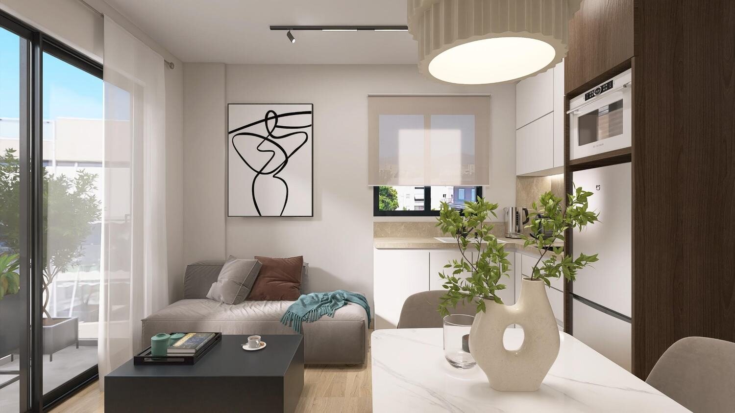 Living room and balcony